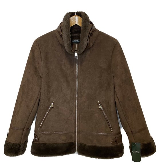 lauren ralph lauren faux shearling moto jacket